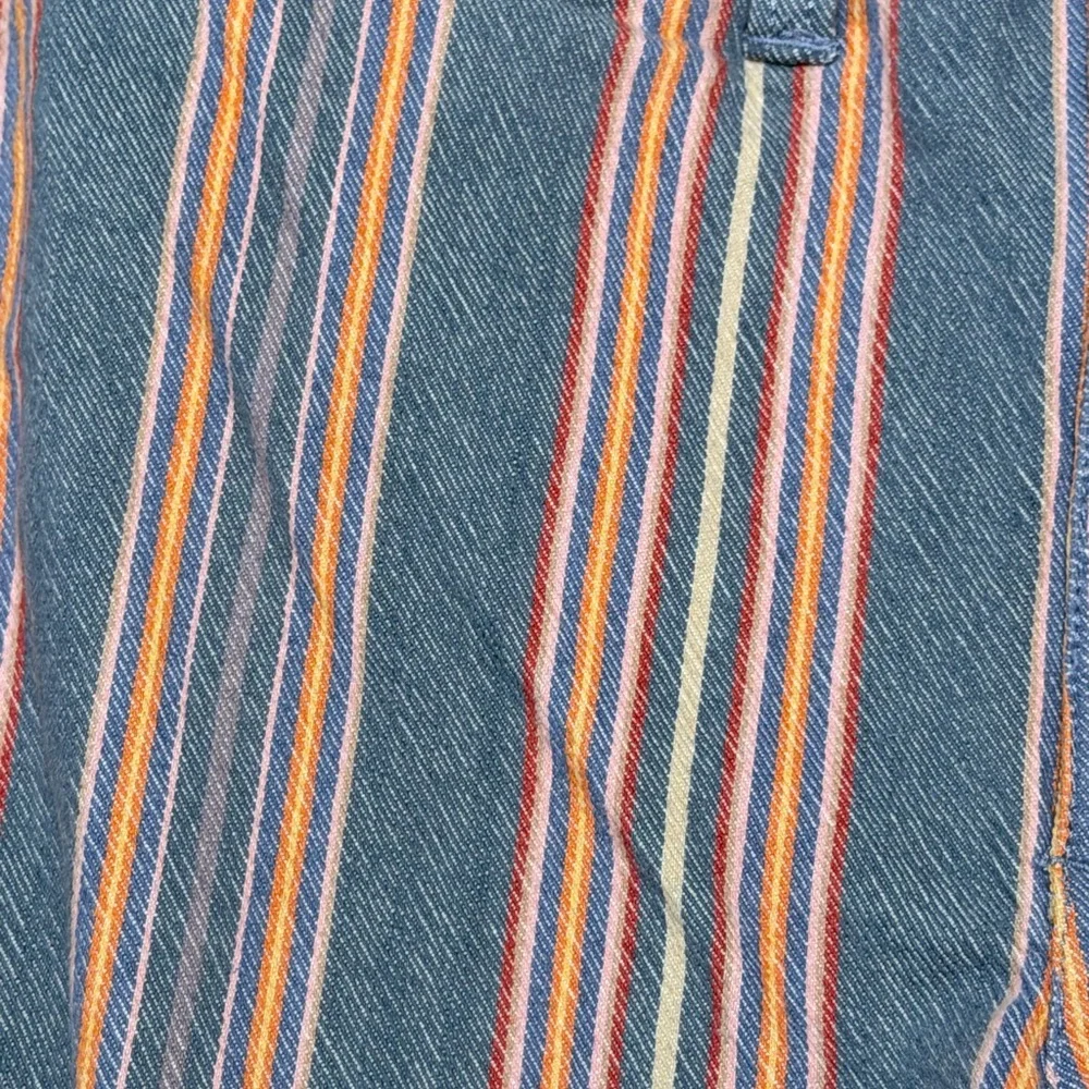 Madewell Striped Denim Shorts Size 26 Multicolor Stripe Cuffed Hem